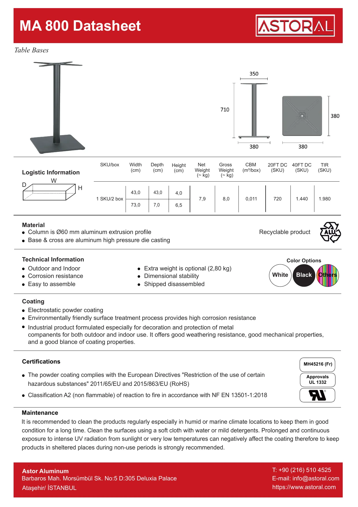 Tablebase MA800 TDS
